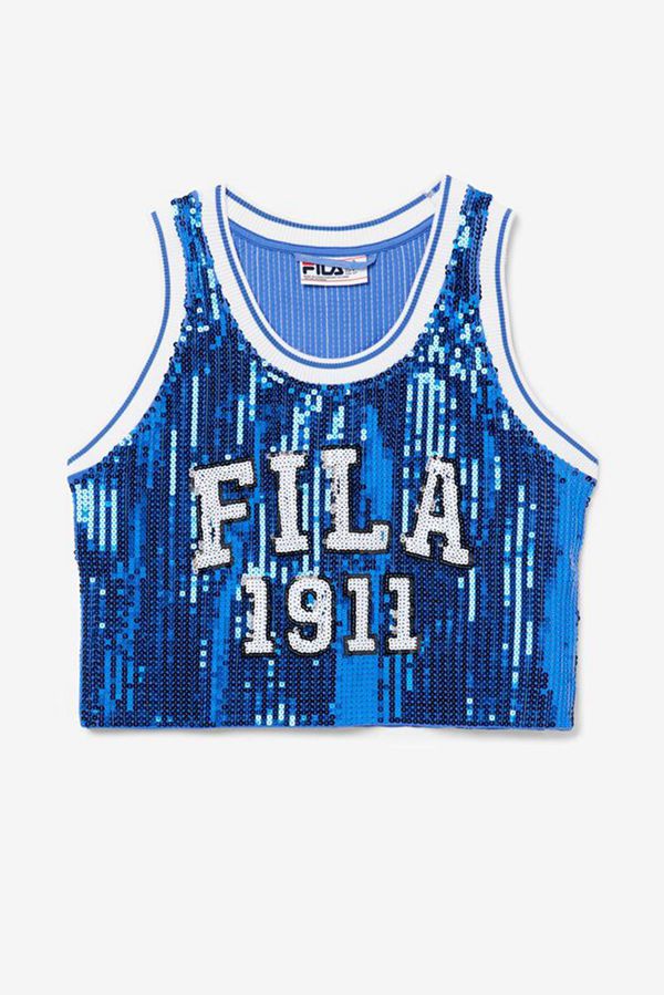 Fila Kiki Glam Crop Jersey Women's T-Shirts - Blue,NZ 187-75083